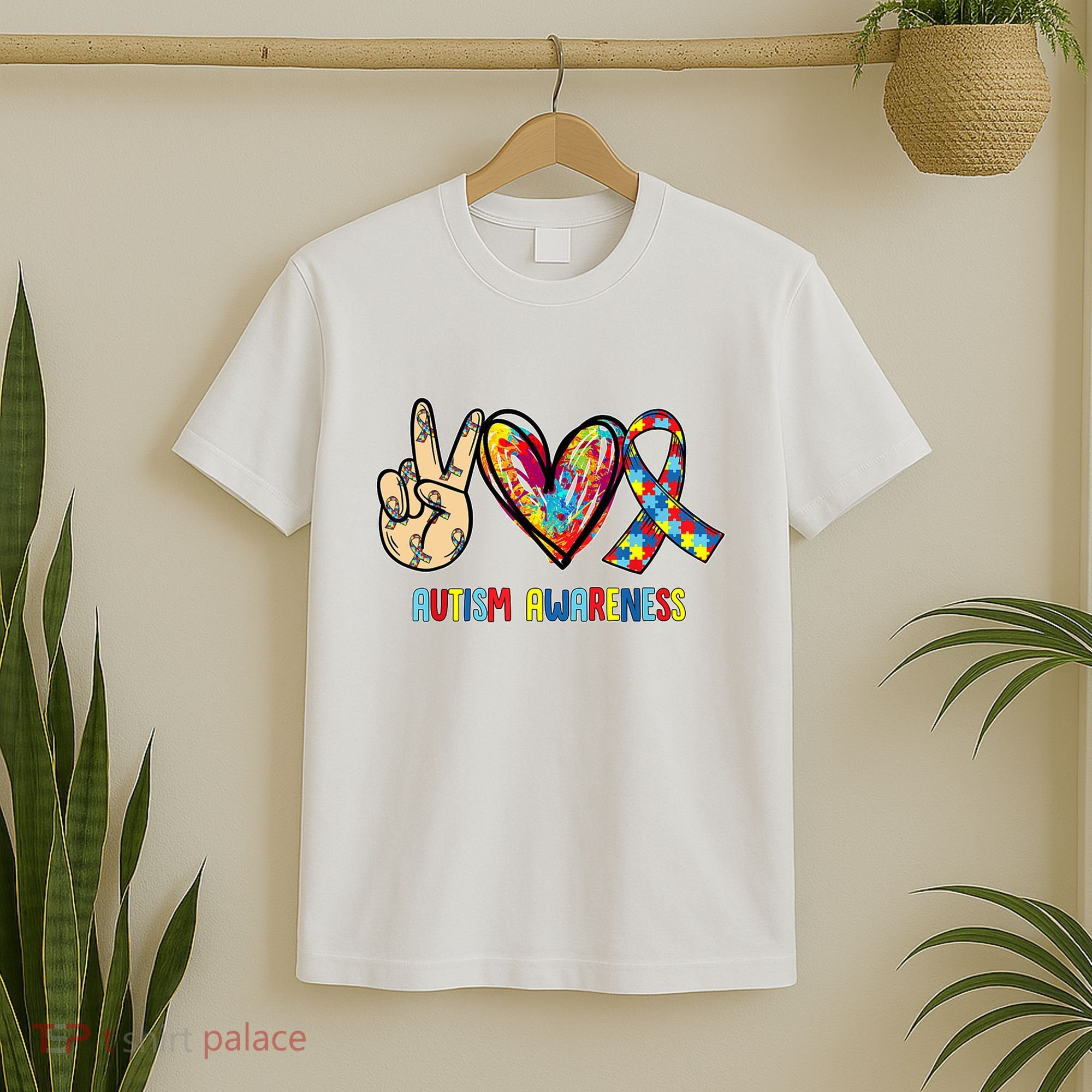 Autism Awareness Peace Love Autism T-Shirt