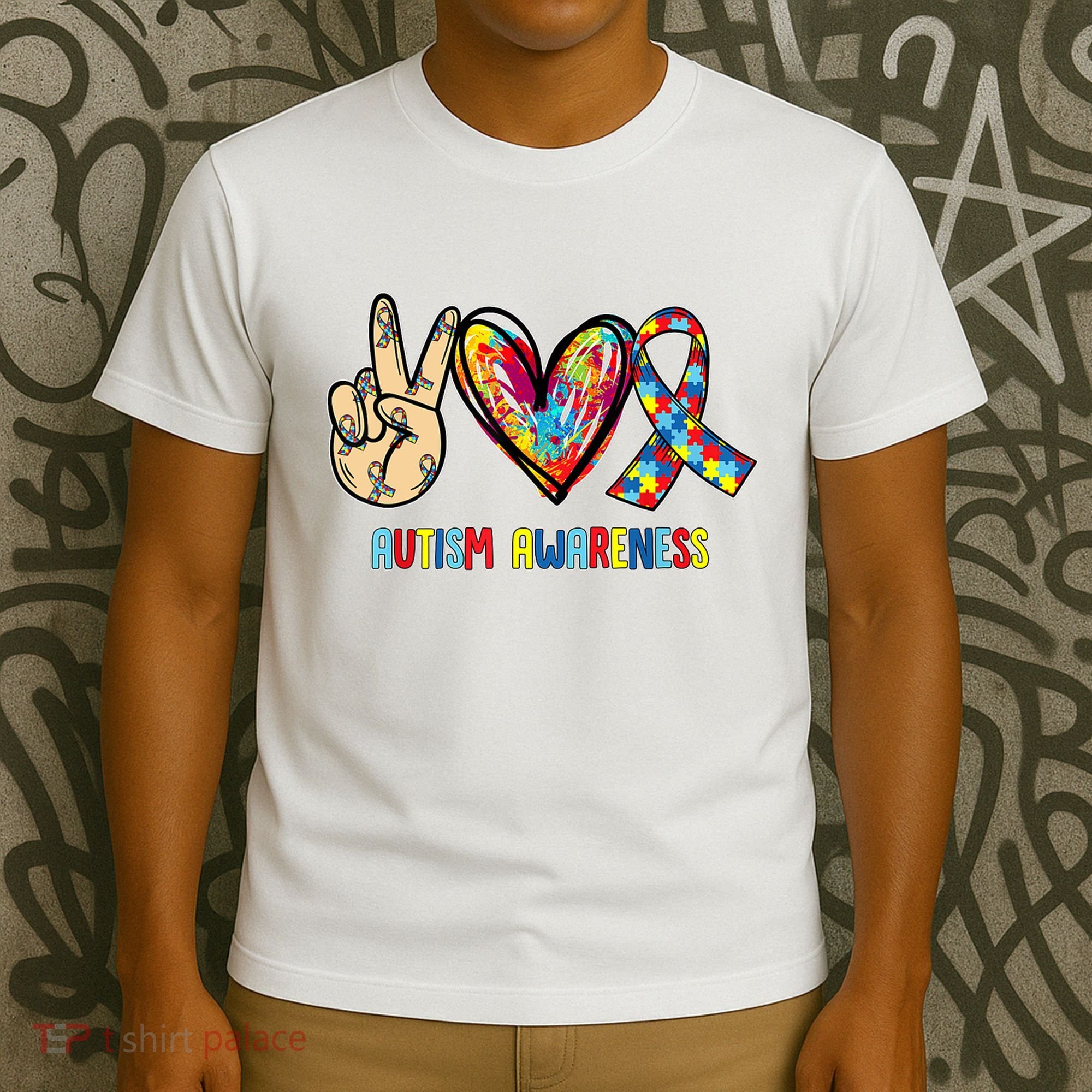 Autism Awareness Peace Love Autism T-Shirt