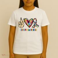 Autism Awareness Peace Love Autism T-Shirt thumb 4