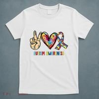 Autism Awareness Peace Love Autism T-Shirt thumb 5