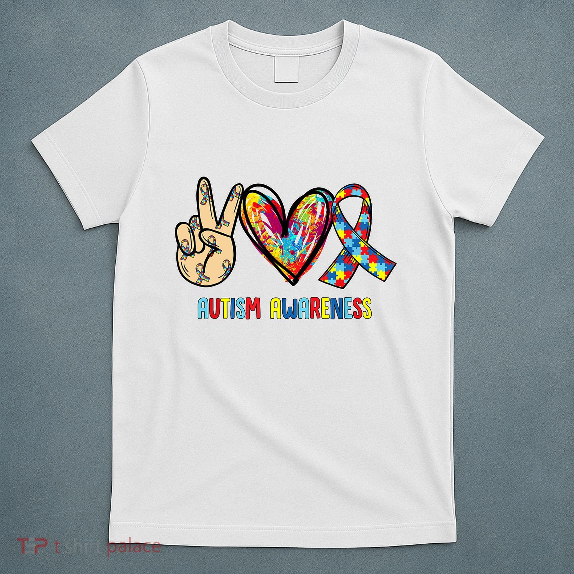 Autism Awareness Peace Love Autism T-Shirt