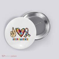 Autism Awareness Peace Love Autism Button thumb 0