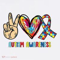 Autism Awareness Peace Love Autism Button thumb 1