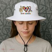Autism Awareness Peace Love Autism Bucket Hat thumb 3