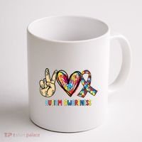 Autism Awareness Peace Love Autism Coffee Mug thumb 1
