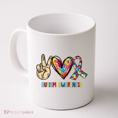 Autism Awareness Peace Love Autism Coffee Mug
