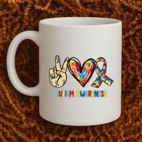 Autism Awareness Peace Love Autism Coffee Mug thumb 2
