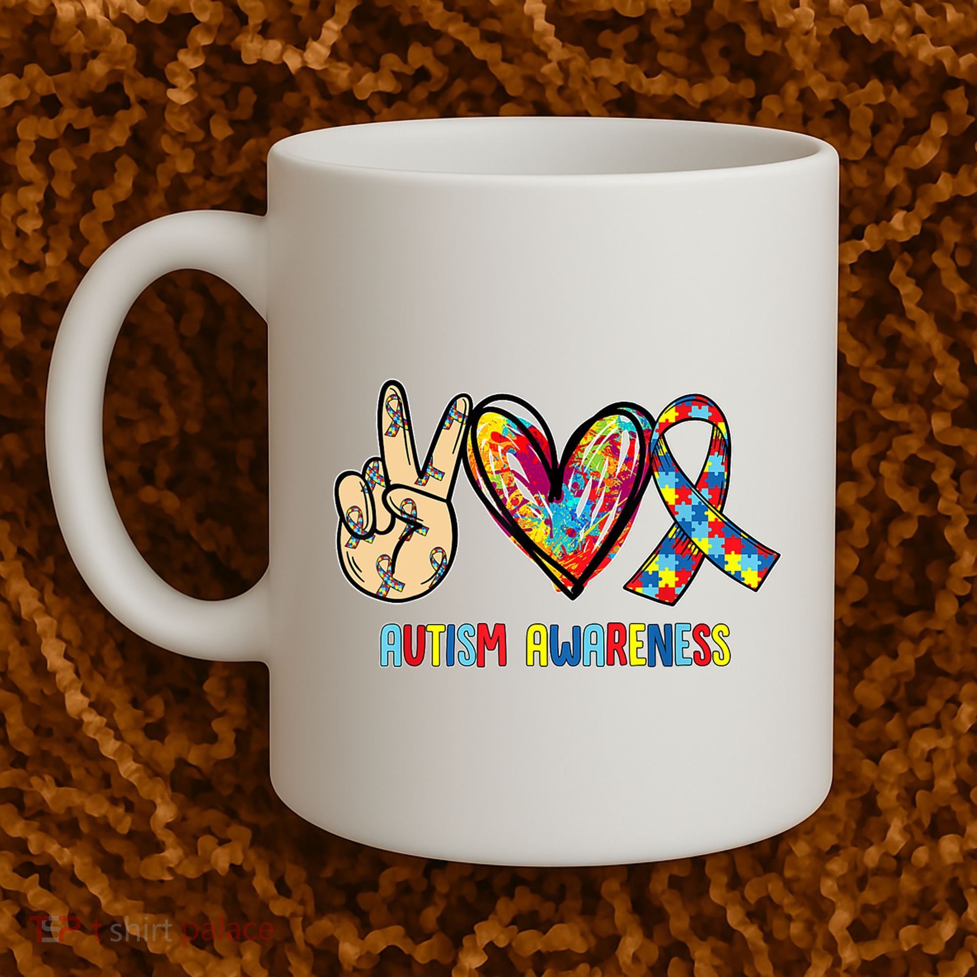 Autism Awareness Peace Love Autism Coffee Mug