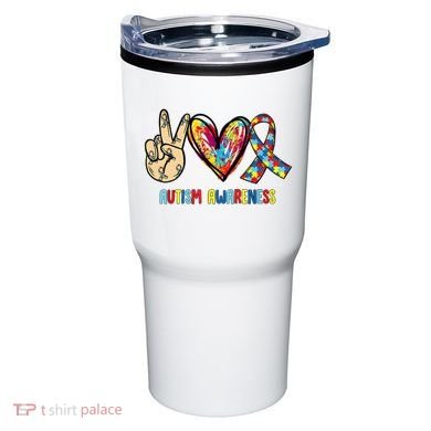 Autism Awareness Peace Love Autism Tumbler