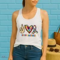 Autism Awareness Peace Love Autism Women's Tank Top thumb 2