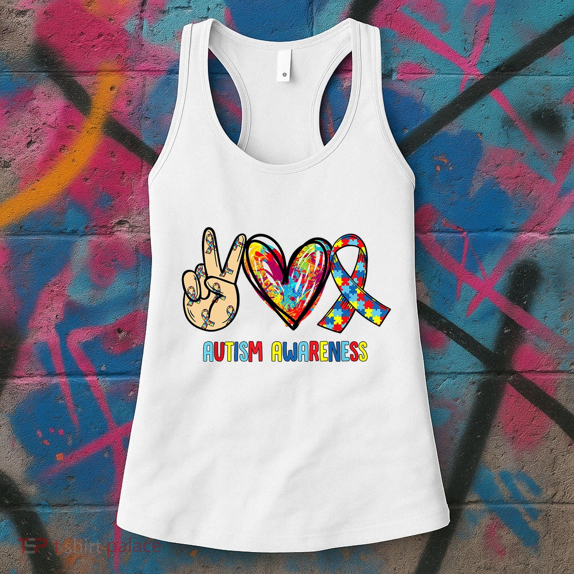 Autism Awareness Peace Love Autism Women's Tank Top