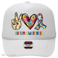 Autism Awareness Peace Love Autism Hat thumb 0