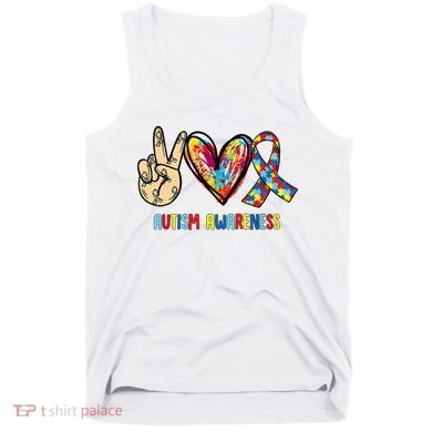 Autism Awareness Peace Love Autism Tank Top