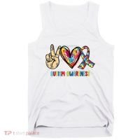 Autism Awareness Peace Love Autism Tank Top thumb 0