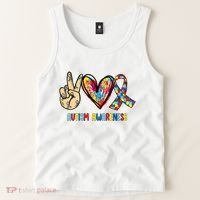 Autism Awareness Peace Love Autism Tank Top thumb 2