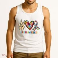 Autism Awareness Peace Love Autism Tank Top thumb 3