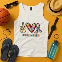 Autism Awareness Peace Love Autism Tank Top thumb 4