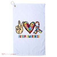 Autism Awareness Peace Love Autism Golf Towel thumb 0