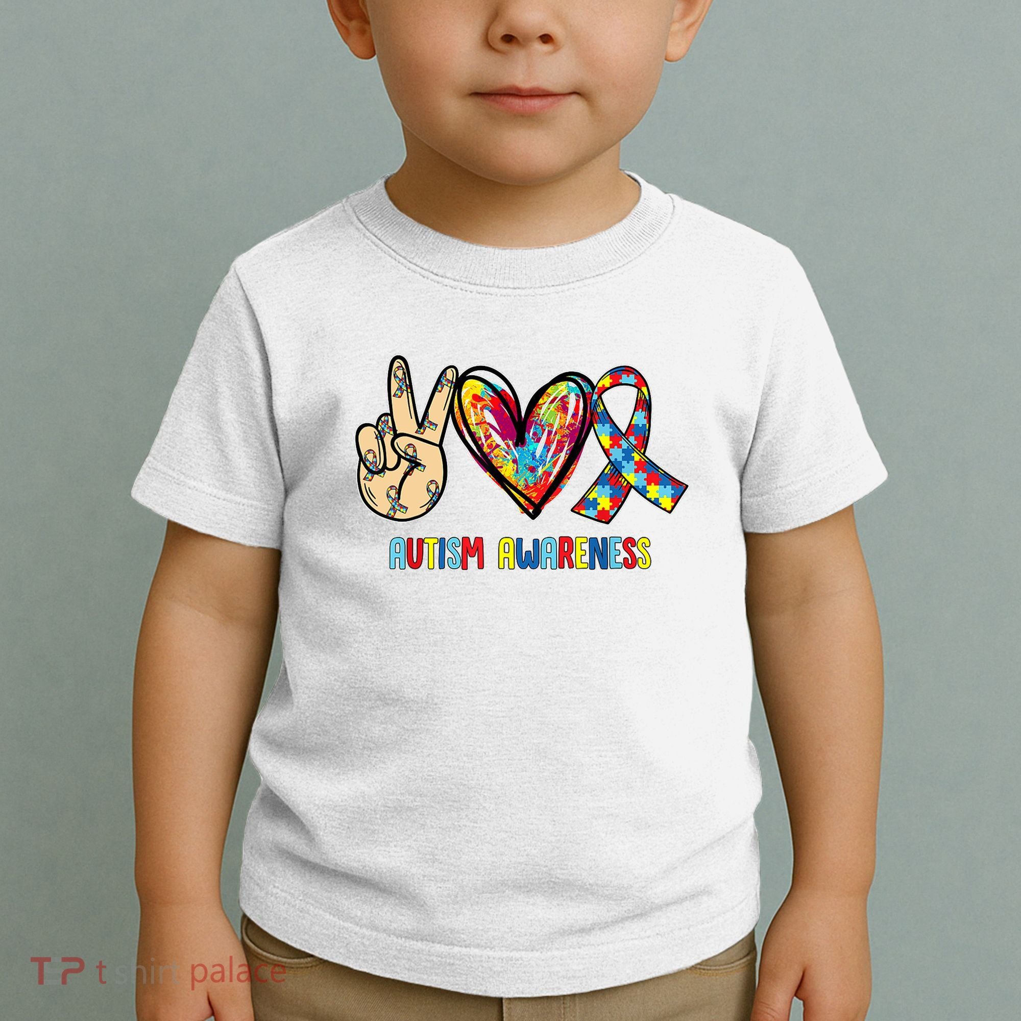 Autism Awareness Peace Love Autism Toddler T-Shirt