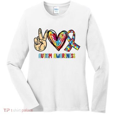 Autism Awareness Peace Love Autism Women's Long Sleeve Shirt