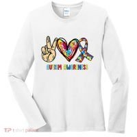 Autism Awareness Peace Love Autism Women's Long Sleeve Shirt thumb 0