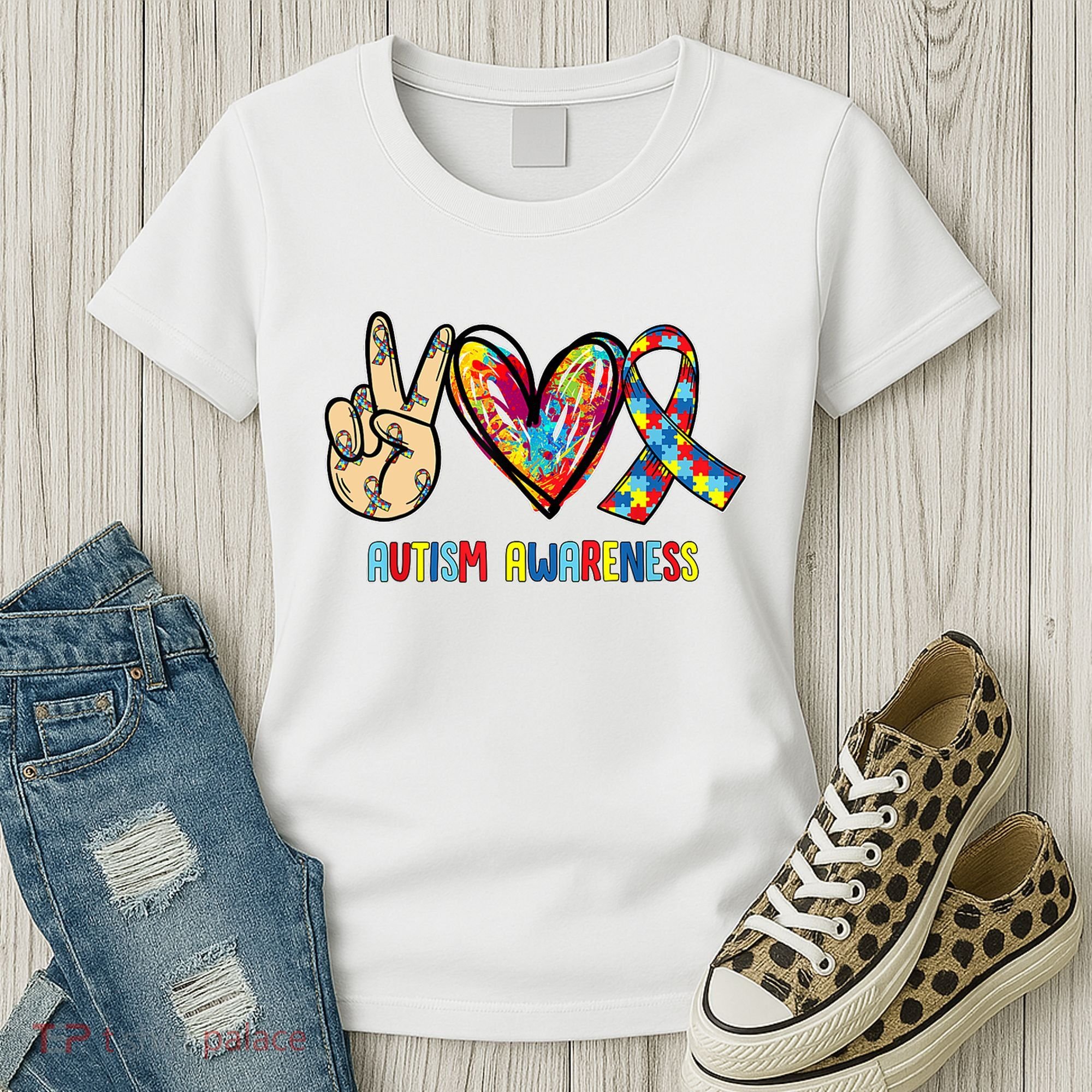 Autism Awareness Peace Love Autism Women's T-Shirt