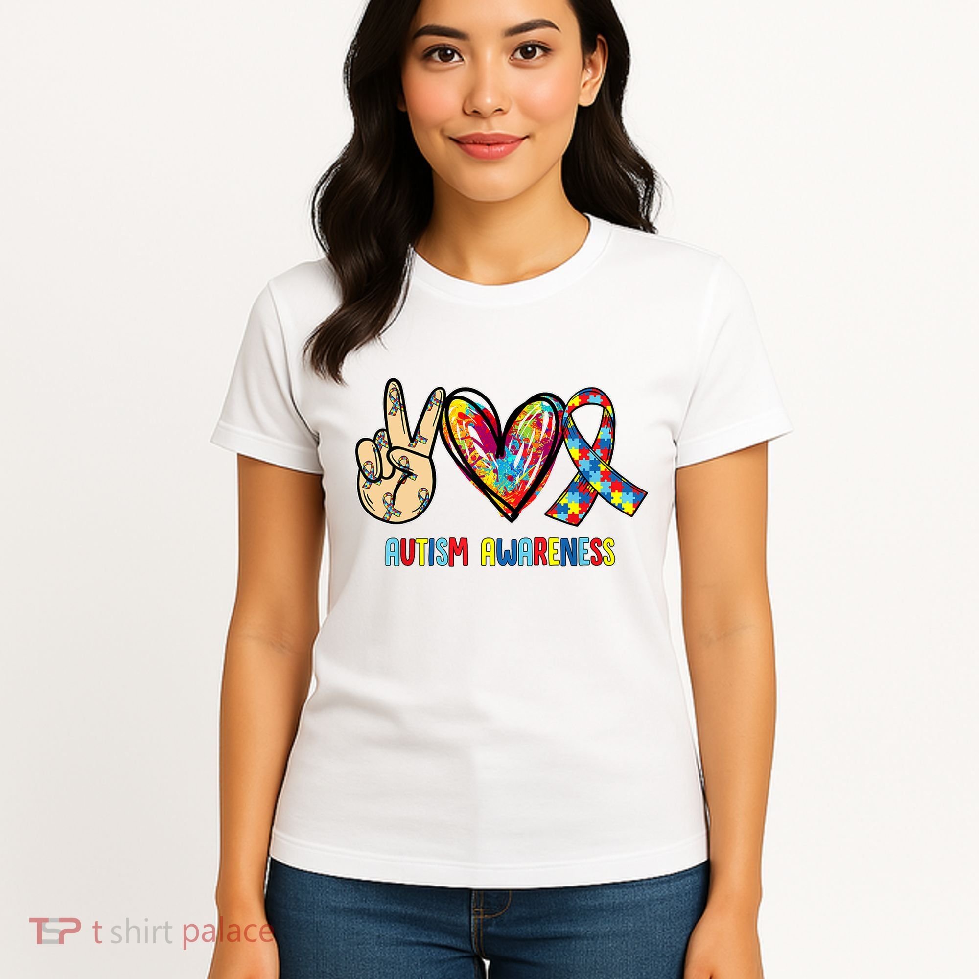 Autism Awareness Peace Love Autism Women's T-Shirt
