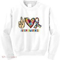 Autism Awareness Peace Love Autism Kids Sweatshirt thumb 0