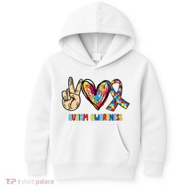 Autism Awareness Peace Love Autism Kids Hoodie