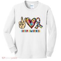 Autism Awareness Peace Love Autism Kids Long Sleeve Shirt thumb 0