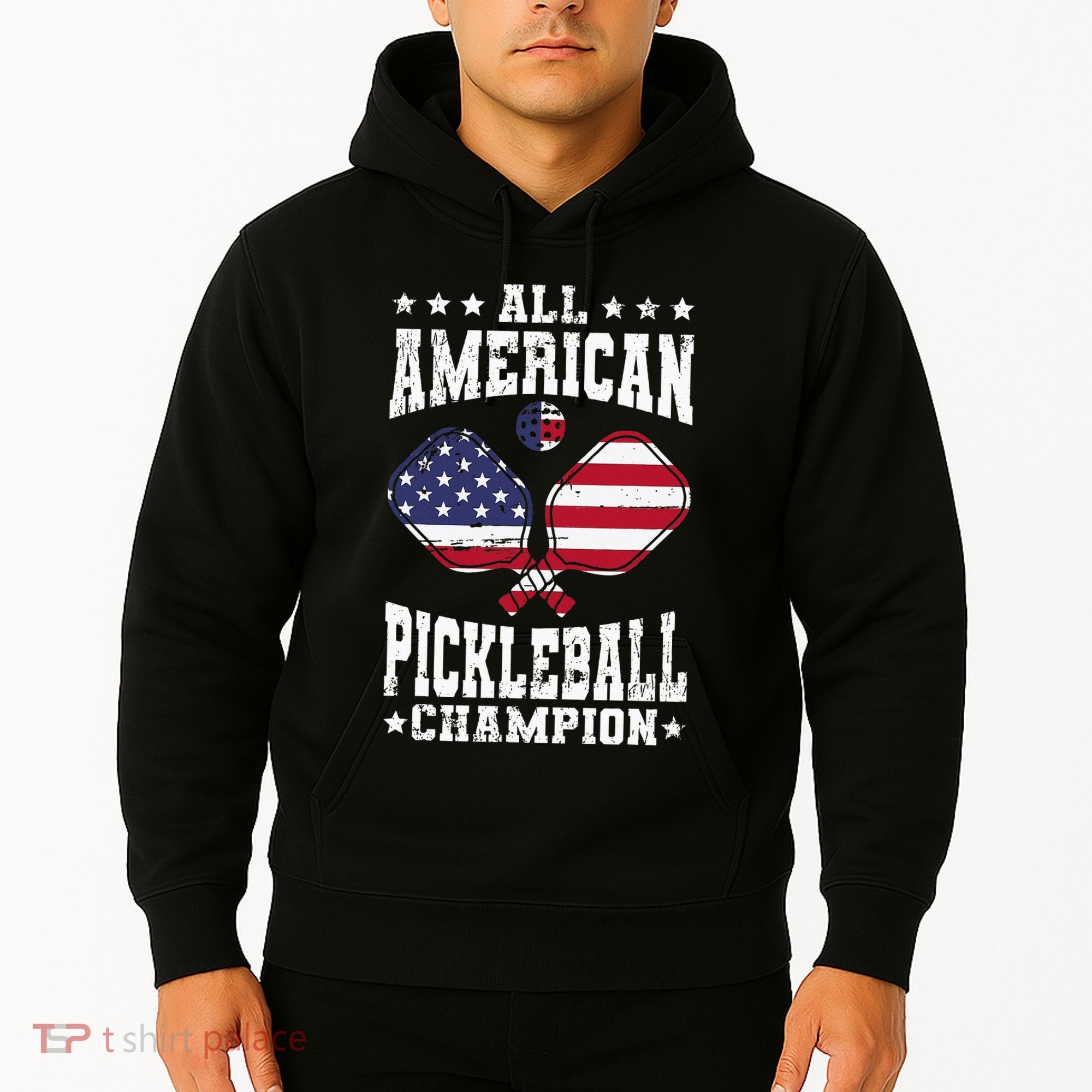 All American Pickleball Champion Patriotic Paddleball Hoodie