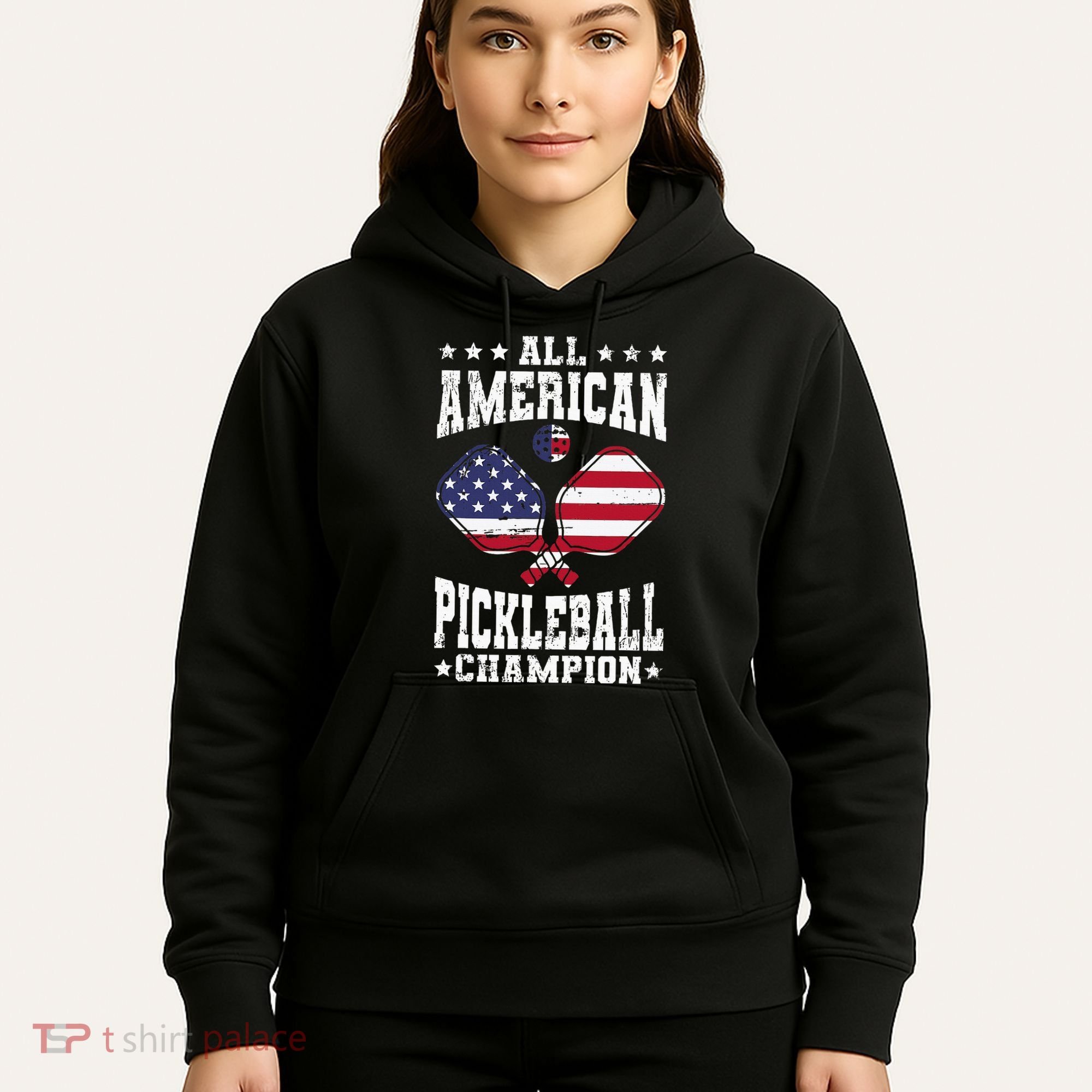 All American Pickleball Champion Patriotic Paddleball Hoodie