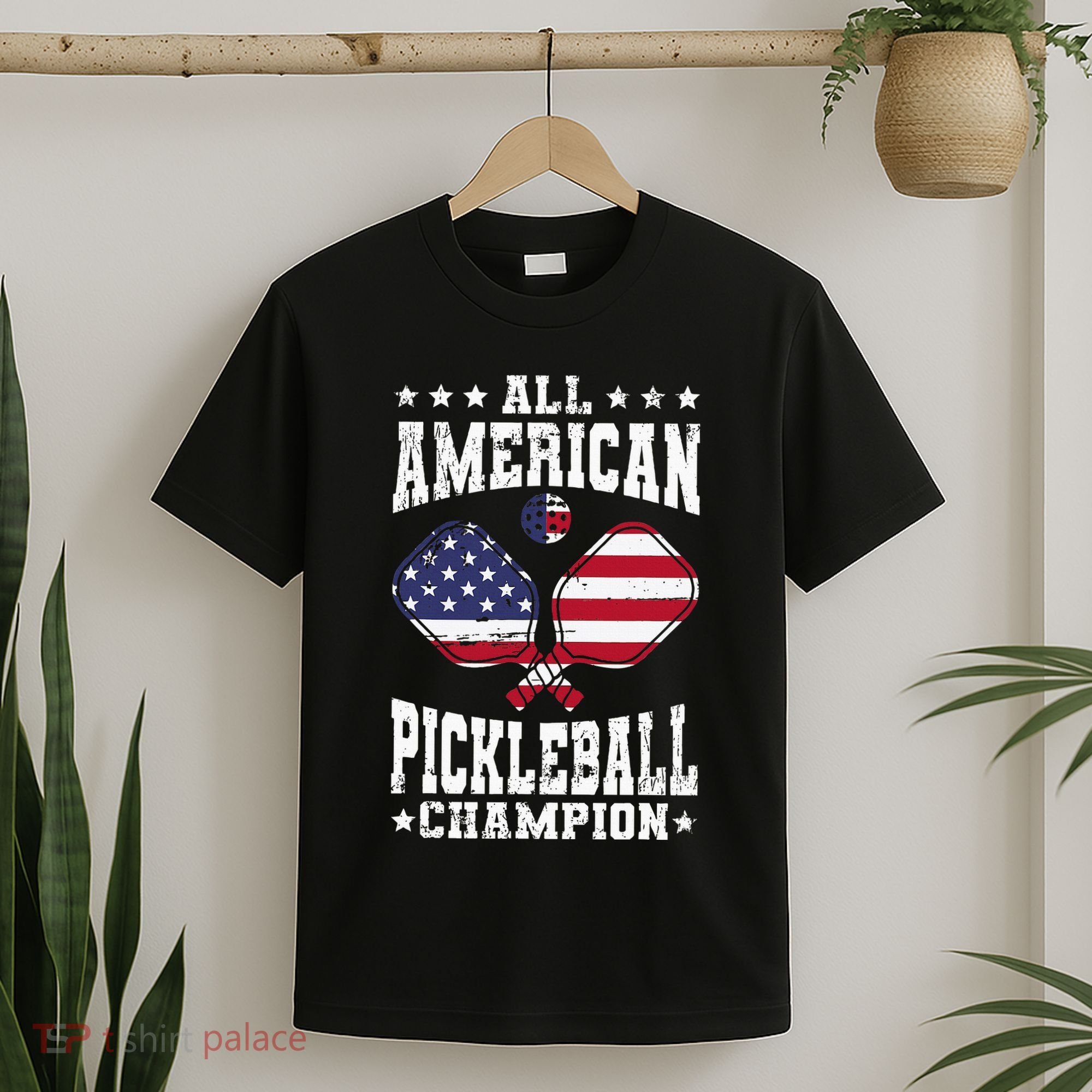 All American Pickleball Champion Patriotic Paddleball T-Shirt