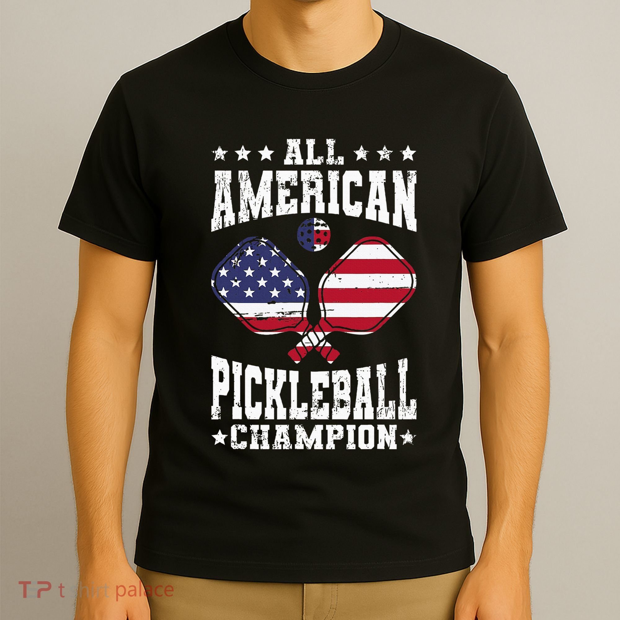 All American Pickleball Champion Patriotic Paddleball T-Shirt