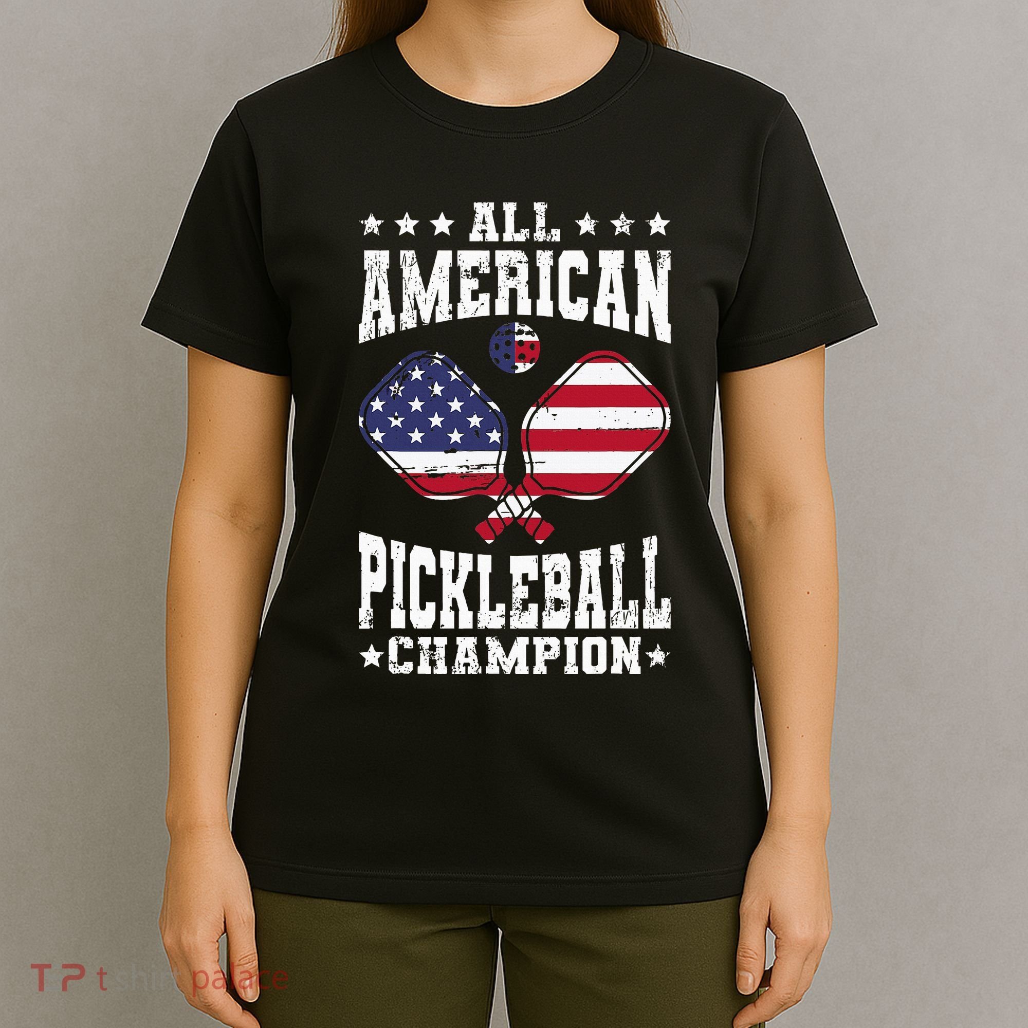 All American Pickleball Champion Patriotic Paddleball T-Shirt