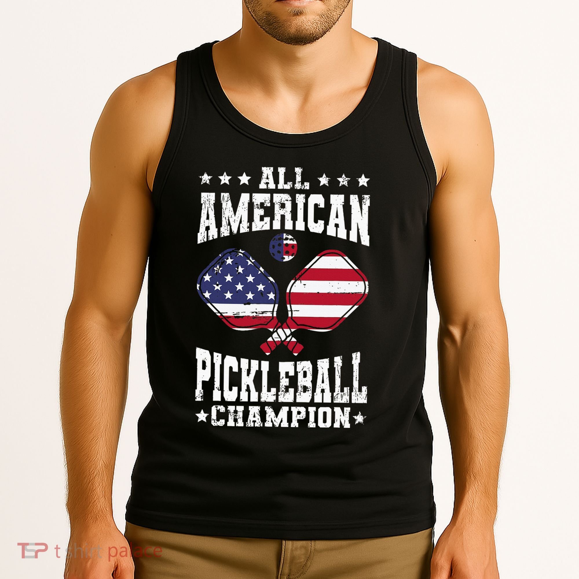 All American Pickleball Champion Patriotic Paddleball Tank Top
