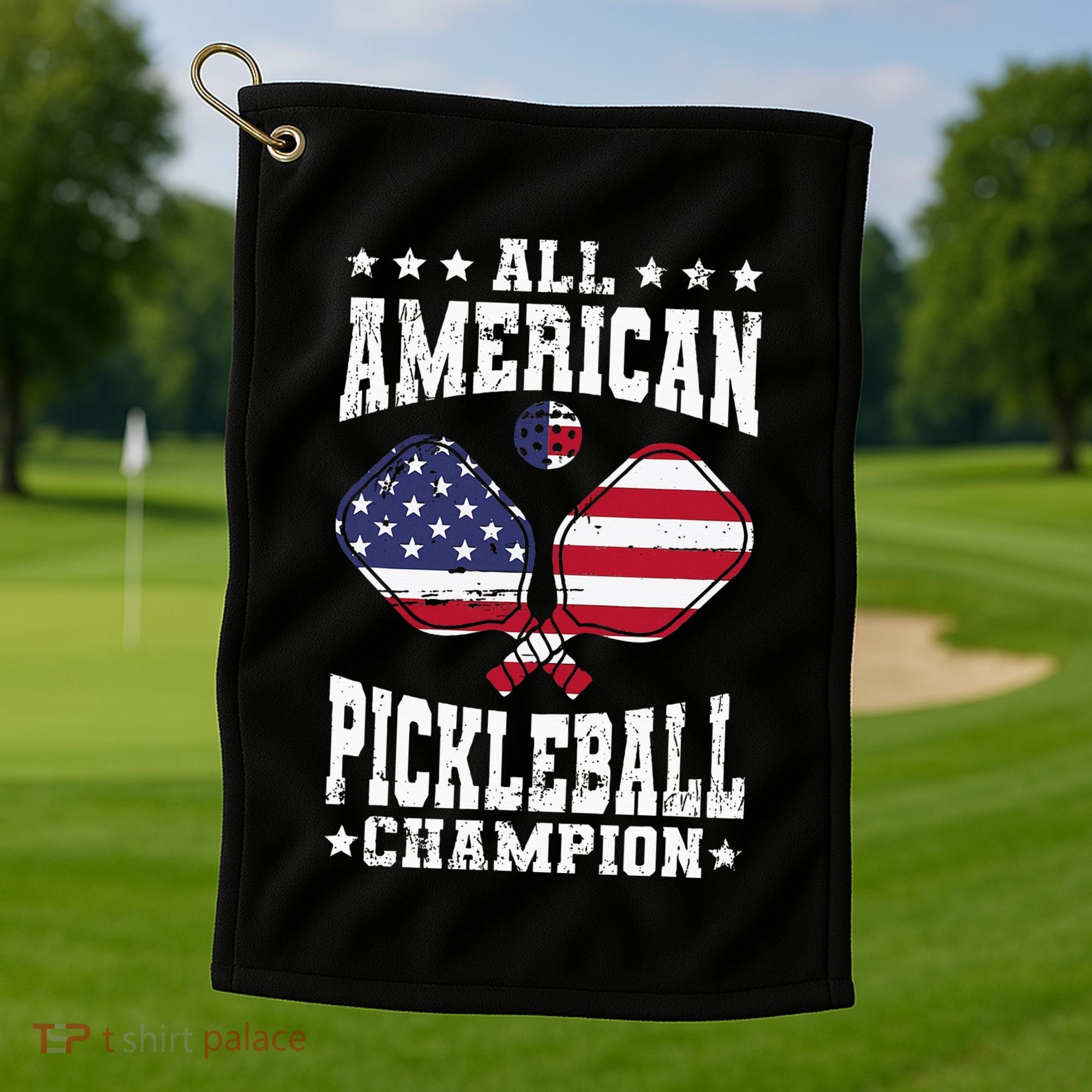 All American Pickleball Champion Patriotic Paddleball Golf Towel