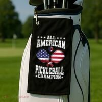 All American Pickleball Champion Patriotic Paddleball Golf Towel thumb 2