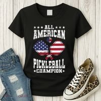 All American Pickleball Champion Patriotic Paddleball Women's T-Shirt thumb 3