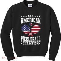 All American Pickleball Champion Patriotic Paddleball Kids Sweatshirt thumb 0