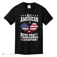 All American Pickleball Champion Patriotic Paddleball Kids T-Shirt thumb 0