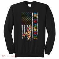Autism Awareness Puzzle Ribbon Usa Flag Sweatshirt thumb 0