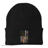 Autism Awareness Puzzle Ribbon Usa Flag Beanie thumb 0