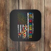 Autism Awareness Puzzle Ribbon Usa Flag Coaster thumb 0