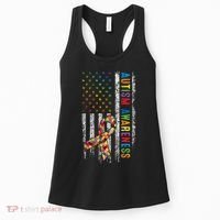 Autism Awareness Puzzle Ribbon Usa Flag Women's Tank Top thumb 0