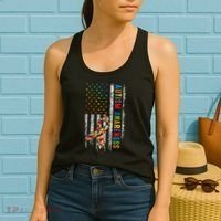 Autism Awareness Puzzle Ribbon Usa Flag Women's Tank Top thumb 2