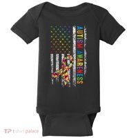 Autism Awareness Puzzle Ribbon Usa Flag Baby Bodysuit thumb 0