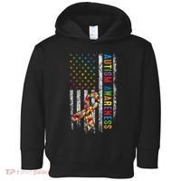 Autism Awareness Puzzle Ribbon Usa Flag Toddler Hoodie thumb 0