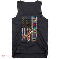 Autism Awareness Puzzle Ribbon Usa Flag Tank Top thumb 0
