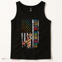 Autism Awareness Puzzle Ribbon Usa Flag Tank Top thumb 2